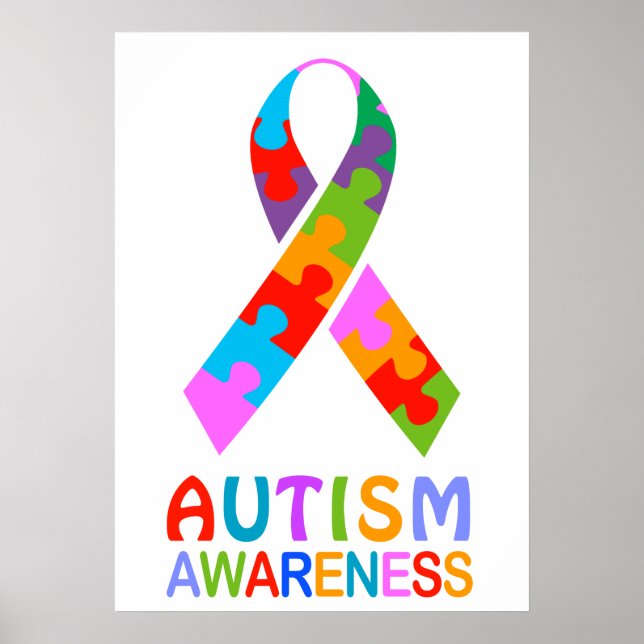Ribbon för medvetenhet om autism poster (Framsidan)
