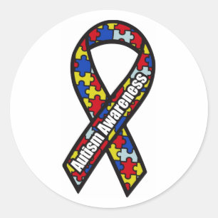 Ribbon för medvetenhet om autism runt klistermärke