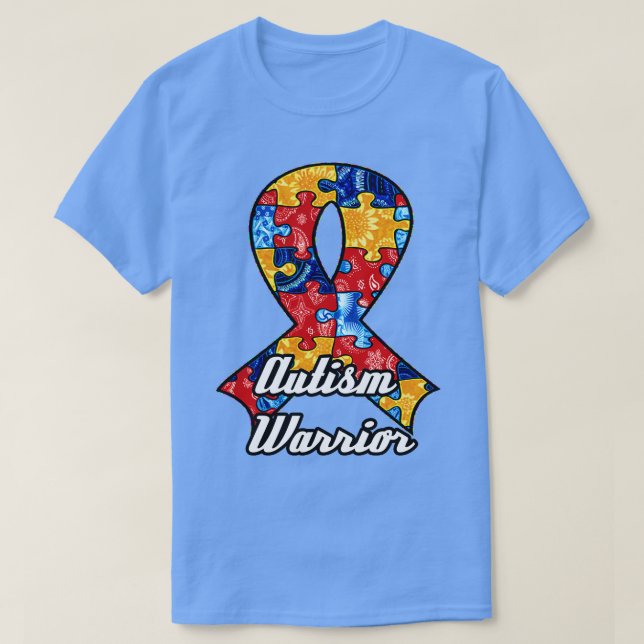 Ribbon för medvetenhet om autism t shirt (Design framsida)