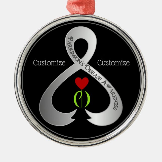 Ribbon för medvetenhet om Parkinson Julgransprydnad Metall (Framsidan)