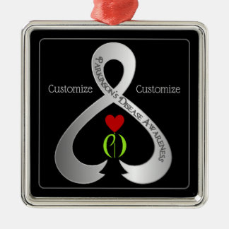 Ribbon för medvetenhet om Parkinson Julgransprydnad Metall