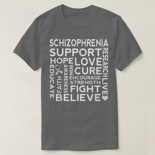 Ribbon för medvetenhet om Schizophrenia T Shirt (Design framsida)