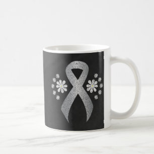 Ribbon för medvetenhet om Silver i Chalkboard Kaffemugg