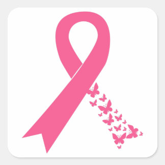 Ribbon för ökad medvetenhet om cancer fyrkantigt klistermärke