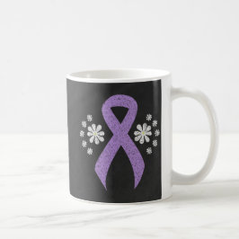 Ribbon för vetskap om Chalkboard Lavender Awarenes Kaffemugg