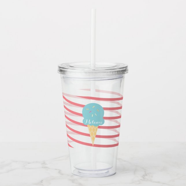 Ribbon Glass Strimmig Monogram Take Away Mugg (Framsida)