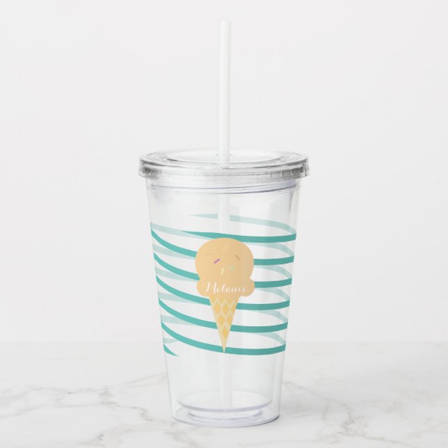 Ribbon Glass Strimmig Monogram Take Away Mugg (Framsida)