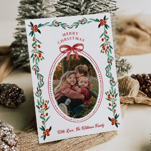 Ribbon Greenery Photo jul Card Julkort