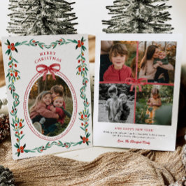 Ribbon Greenery Photo jul Card Julkort
