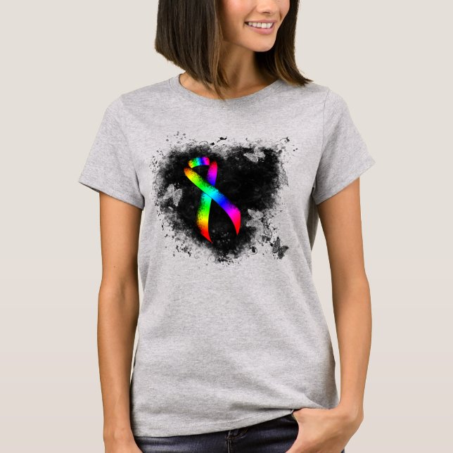 Ribbon Grunge Heart T Shirt (Framsida)