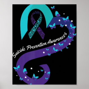 Ribbon Heart Butterfly Suicide Awareness Mental Ha Poster