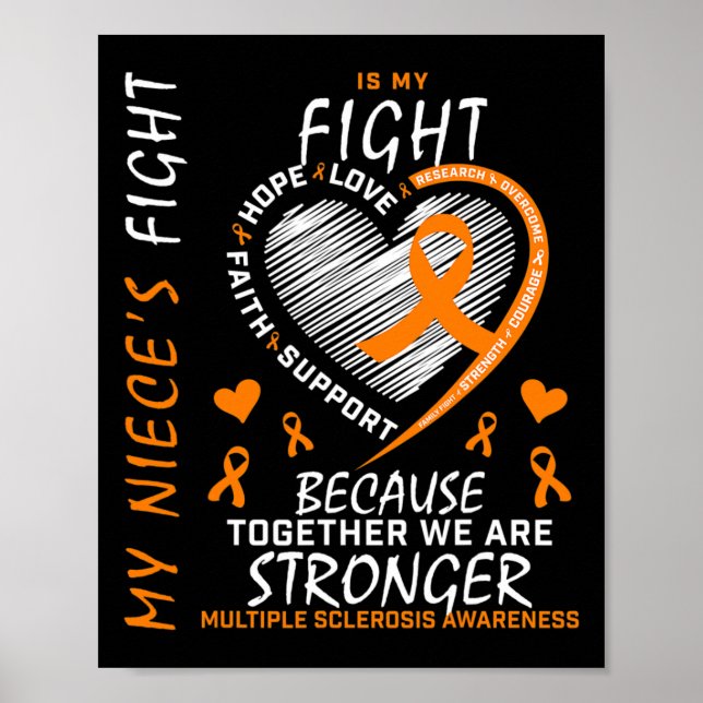 Ribbon Heart Niece Många Sclerosis Awareness Poster (Framsidan)