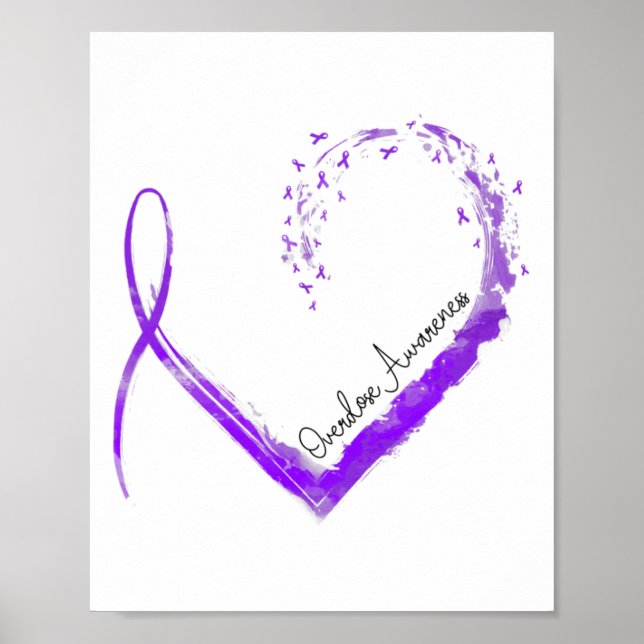 Ribbon Heart Overdose Awareness 1  Poster (Framsidan)