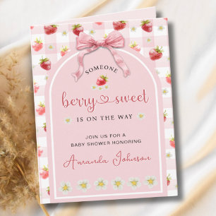 Ribbon Jordgubbar Berry Sweet Baby Shower Inbjudan