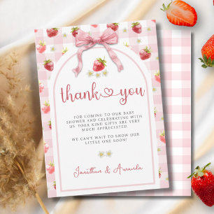 Ribbon Jordgubbar Berry Sweet Baby Shower Tack Kort