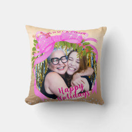 Ribbon Julfoto Guld, glittrande Rosa Kudde