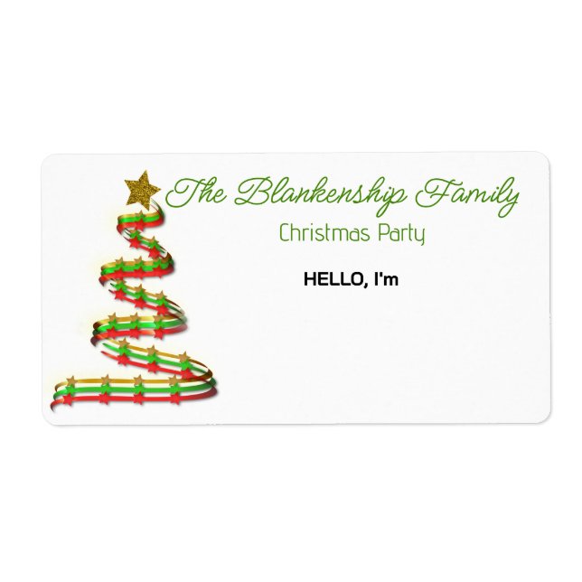 Ribbon Julgran Gräns Papper etikett Namn bricka Fraktsedel (Framsidan)
