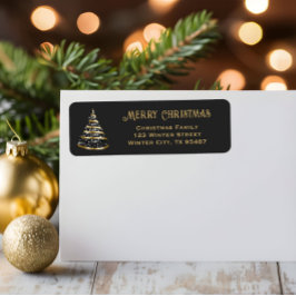 Ribbon Julgran Guld Returetiketter Returadress Etikett