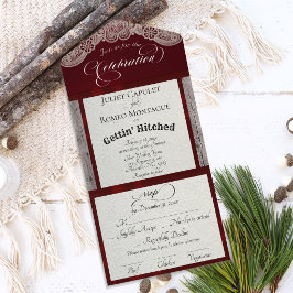 Ribbon & Lace Gettin' Hitched - Burgunder