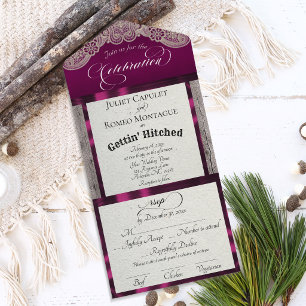Ribbon & Lace Gettin' Hitched - Plommon
