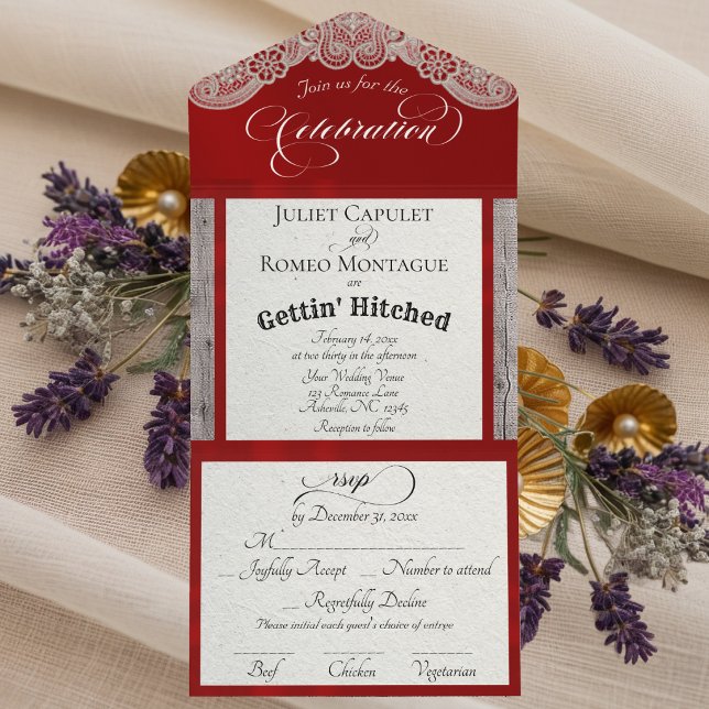 Ribbon & Lace Gettin' Hitched - Röd (Skapare uppladdad)