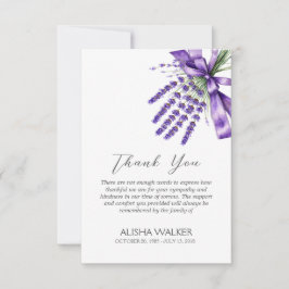 Ribbon Lavender Funeral Tack You Card Kort