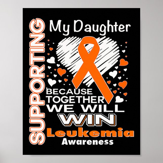 Ribbon Leukemia-medvetandet som stöder min dotter Poster (Framsidan)