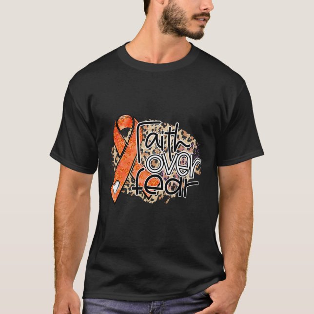 Ribbon Leukemia Orange T Shirt (Framsida)