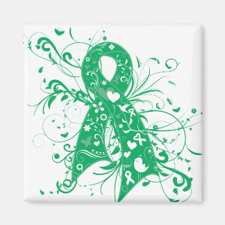 Ribbon Liver Cancer Blommigt Swirls Magnet