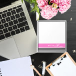 Ribbon med minimalistisk svart och vit Rosa för el Anteckningsblock<br><div class="desc">En minsta svartvit elegant i chic har en klassisk och dramatisk kalligrafi i stil brev. Det pulserande menyfliksområdet för rosa som anpassar ditt namn så att ditt arbete eller studieutrymme blir ljusare,  skapar perfekten för att koppla upp påminnelser,  anteckningar och göra lista.</div>
