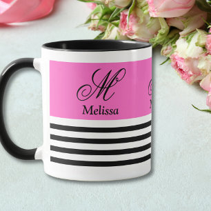 Ribbon med minimalistisk svart och vit Rosa för el Mugg