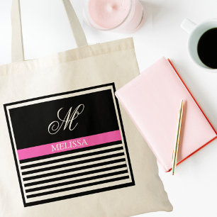 Ribbon med minimalistisk svart och vit Rosa för el Tygkasse