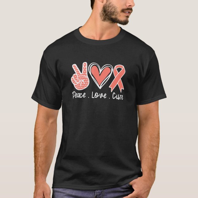 Ribbon Peace Kärlek Cure Fa T Shirt (Framsida)