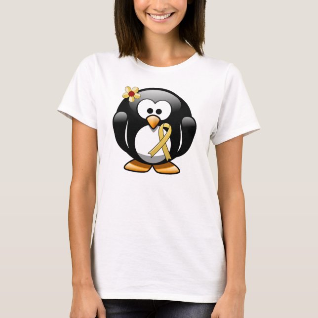 Ribbon Penguin i guld T-shirt (Framsida)