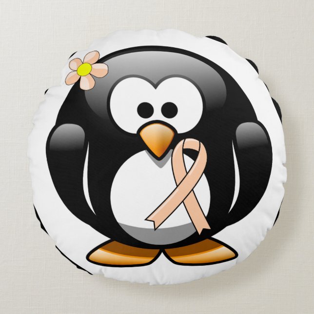 Ribbon Penguin Rund Kudde (Framsidan)