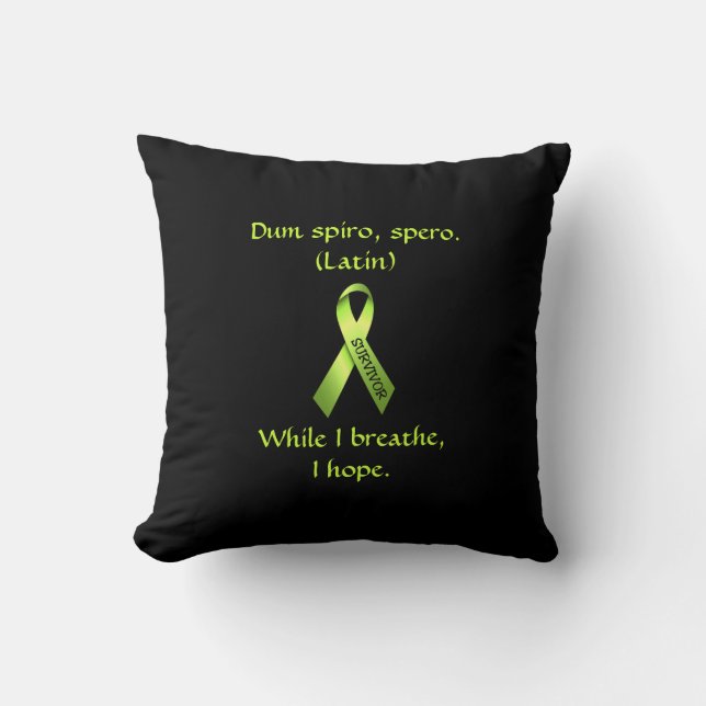 Ribbon Pillow, grön överlevande från Cancer Lime Kudde (Framsida)