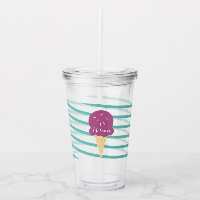 Ribbon Purple Glass-strimlor Monogram Take Away Mugg (Framsida)