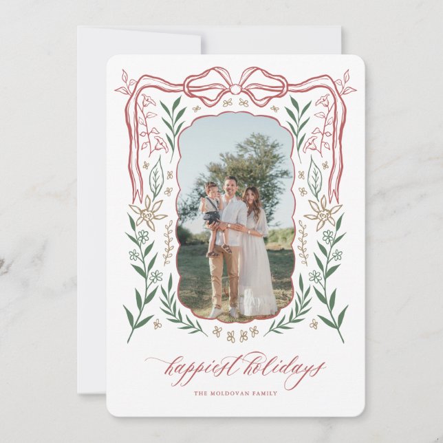 Ribbon Ram-julkort med Bow Julkort (Framsida)