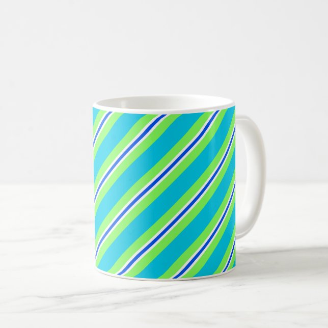 Ribbon rand, turkos- och kalkgrönt kaffemugg (Framsida höger)