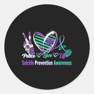 Ribbon Ro Peace Kärlek Mental Health Suiciof Medve Runt Klistermärke