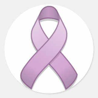 Ribbon Round Sticker för Lavender Awareness Runt Klistermärke