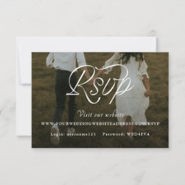 Ribbon Script Minimalist Wedding Photo OSA Kort