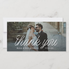 Ribbon Script Minimalist Wedding Photo Tall Tack Kort