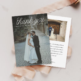 Ribbon Script Top Minimalist Wedding Photo Small Tack Kort