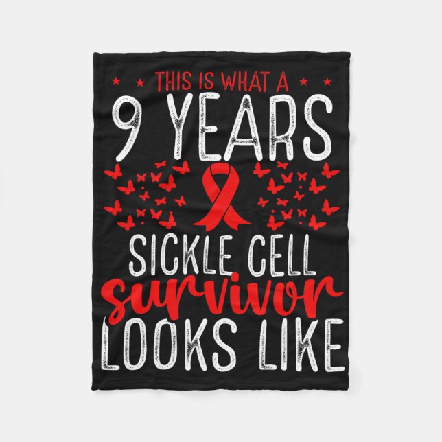 Ribbon Sickle Cell Survivor Cell Aw 9 år Fleecefilt (Framsidan)