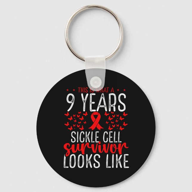 Ribbon Sickle Cell Survivor Cell Aw 9 år Nyckelring (Framsida)
