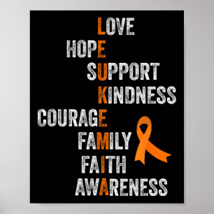 Ribbon Sign Retro Vintage Aml Leukemia Awareness Poster