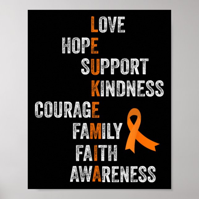 Ribbon Sign Retro Vintage Aml Leukemia Awareness Poster (Framsidan)