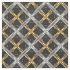 Ribbon silver och Guld på Black Tiled Mönster Tyg