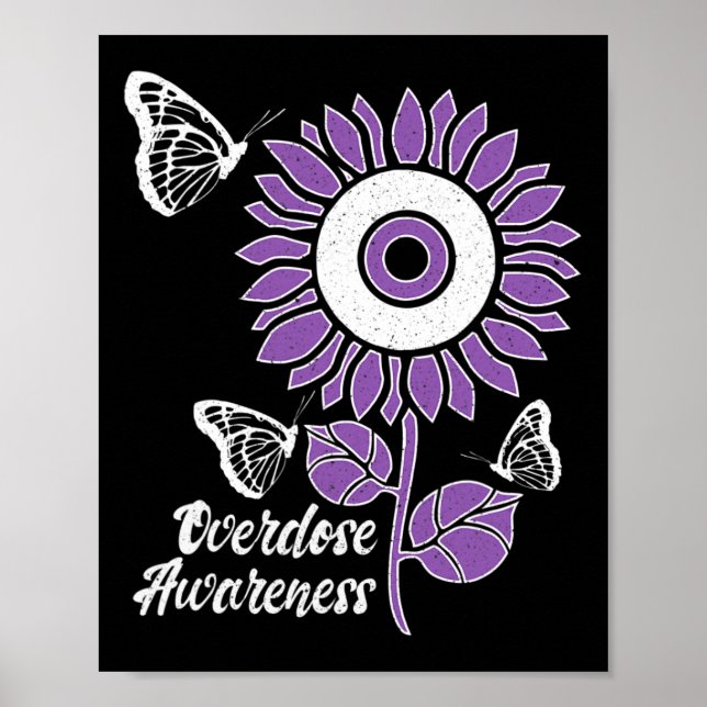 Ribbon Solros Butterfly Överdos Awareness Mont Poster (Framsidan)
